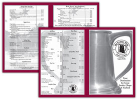 Pewter Mug menu
